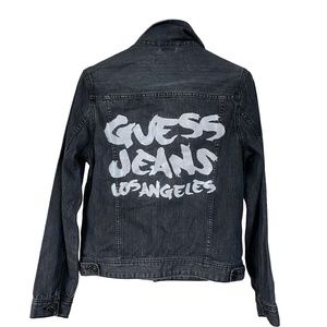 Guess L.A. NWT Dark Jean Logo Graphic denim Jacket